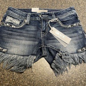 Grace In LA Denim Cut-off Shorts with embellishments (WP007)